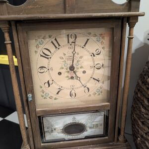 Vintage Wooden Wall Clock with Floral Design